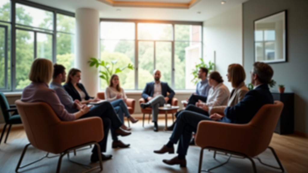 Professional workshop setting with participants engaged in constructive feedback conversation