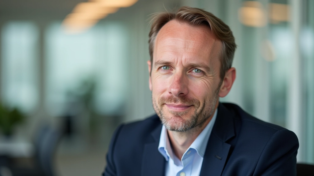 Person sitting in a relaxed pose, listening attentively with open body language in a modern office